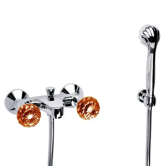 Jorger Florale Crystal Смеситель для ванны и душа, цвет: хром/amber 600.20.100.000-16