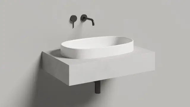 Salini Greca S-Stone Раковина полувстраиваемая, овальная, 64,5х38x16,8h см, цвет: белый матовый 1803201M