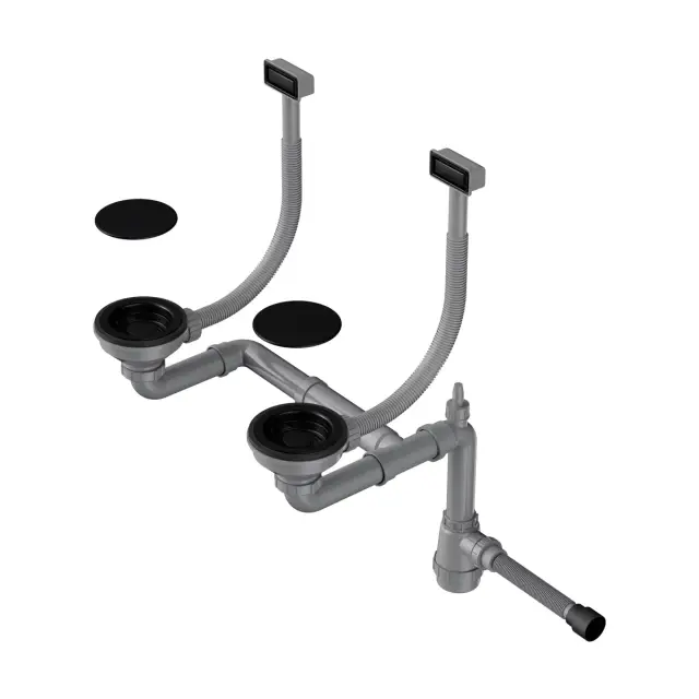 Omoikiri WK-2C-GB Арматура для двухчашевых моек с прямоугольными переливами цвет: графит 4956759