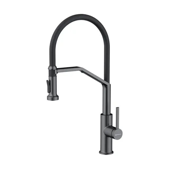 Omoikiri Makkari 2 Plus-SB-GM-BL Смеситель для кухни с гибким изл. и подкл. фил., вор. ст./ч. 4994497