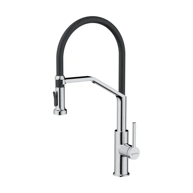 Omoikiri Makkari 2 Plus-SB-C-BL Смеситель для кухни с гибким изл. и подкл. фил., хром/черный 4994493