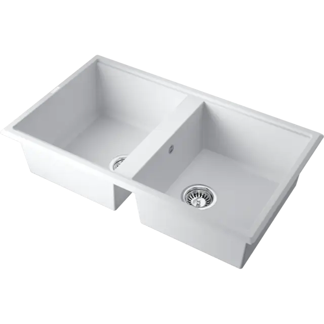 Omoikiri Tedori 86-2-WH Кухонная мойка Tetogranit 86x51 см, цвет: белый 4993927