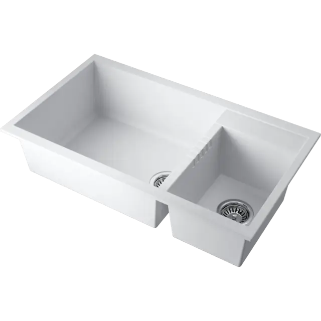 Omoikiri Tedori 86-2-LB-WH Кухонная мойка Tetogranit 86x50 см, цвет: белый 4993935