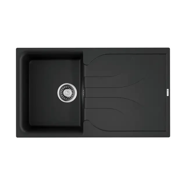 Omoikiri Yasugata 86-BL Кухонная мойка Tetogranit 86x50 см, цвет: черный 4993868