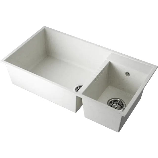 Omoikiri Tedori 85-2-U-WH Кухонная мойка Tetogranit 85x46,5 см, цвет: белый 4993943