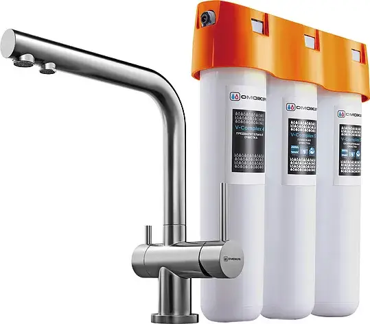 Omoikiri Nagano-BN + Pure Drop Lite Смеситель для кухни + фильтр, цвет: нержавеющая сталь 4011.8028