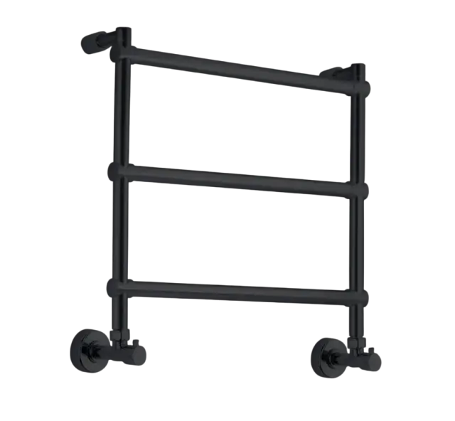 Margaroli Sole 442/3 Полотенцесушитель водяной для ГВС 53,5х53h (int 47) нижнее, цвет: matt black 4424703Mb