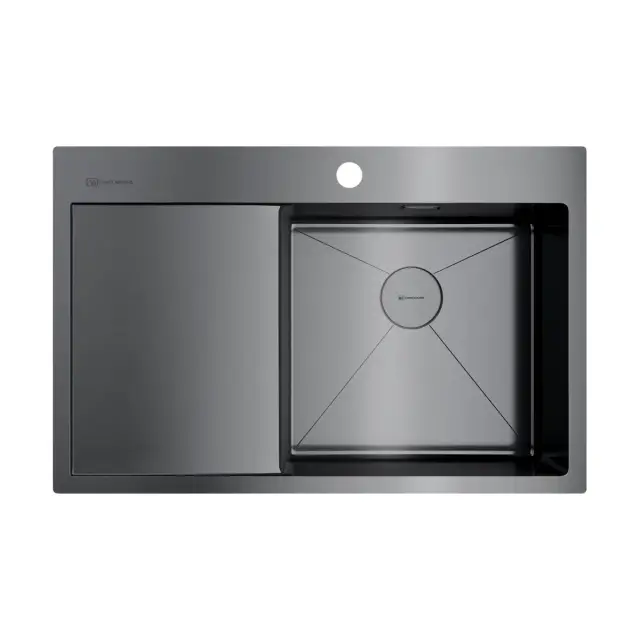 Omoikiri Akisame 78-R-GM Кухонная мойка нерж. сталь 78x51 см, цвет: вороненая сталь 4973100