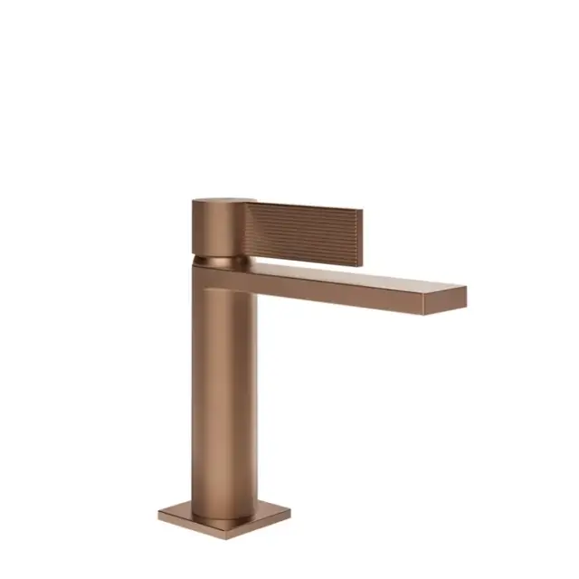 Gessi Inverso Rigato Смеситель для раковины, с д/к, длина излива 12,6 см, цвет: copper brushed PVD 73551#708