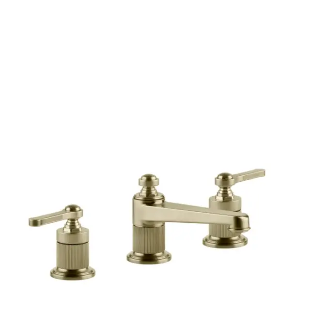 Gessi Venti20 Смеситель для раковины на 3 отверстия, с д/к, излив 13,4 см, цвет: brushed brass PVD 65011#727