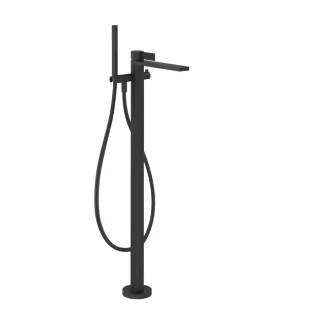 Gessi Inverso Rigato Смеситель напольный с душ. набором - руч. душ, шланг, держ., цвет: matte black 73528#299