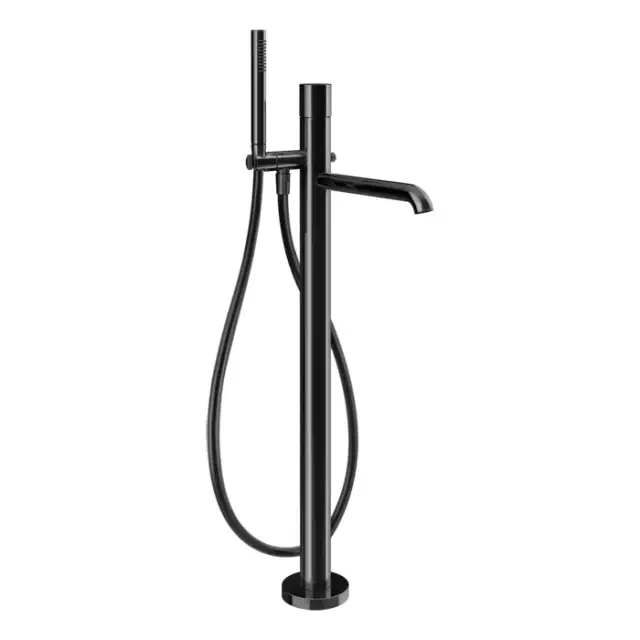 Gessi Habito Смеситель напольный с душевым набором - ручной душ, шланг, держ., цвет: black metal PVD 70028#706