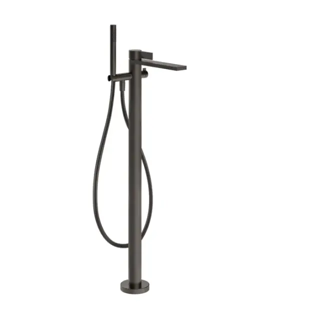 Gessi Inverso Rigato Смеситель напольный с душевым набором, цвет: black metal brushed PVD 73528#707