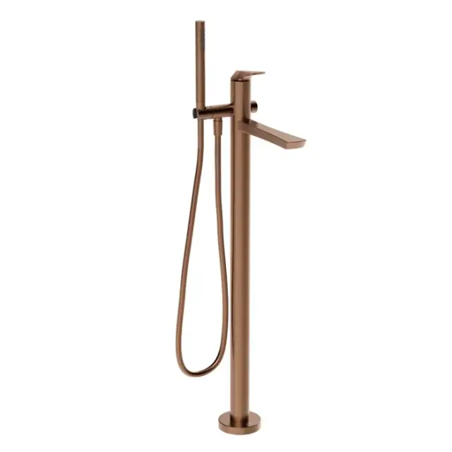 Gessi Ventaglio Смеситель напольный с душ. набором - руч. душ, шланг, держ., цвет:copper brushed PVD 72028#708