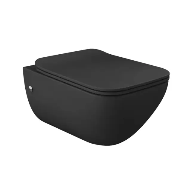 Gessi Origini Унитаз подвесной 54х35,8 см безободковый с крышкой микролифт, цвет: matt black 39118#532