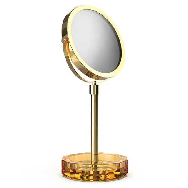 Decor Walther Kristall KSA Косметическое зеркало, 5x увеличение d15 см, цвет: янтарь/золото 0941881