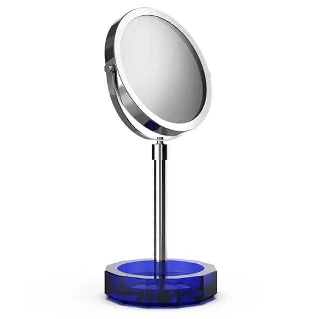 Decor Walther Kristall KSA Косметическое зеркало, 5x увеличение d15 см, цвет: синий/хром 0941795