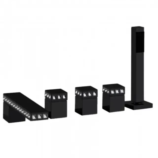 Bongio Pure Glam Смеситель для ванны, на борт, цвет: черный матовый/Swarovski 6P531NE0D01SW