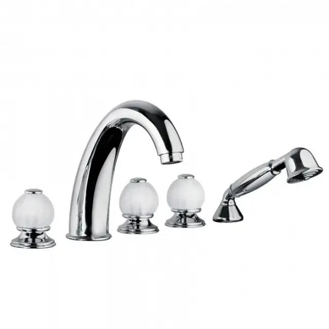 Bongio Rivoli Смеситель на борт ванны, на 5 отв., с лейкой, цвет: хром/Cristallo 05531CR00D