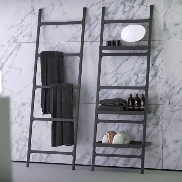Knief Rails Полотенцедержатель лестница с полками60х36х180h см, напольный, цвет: черный матовый 0600-201-03