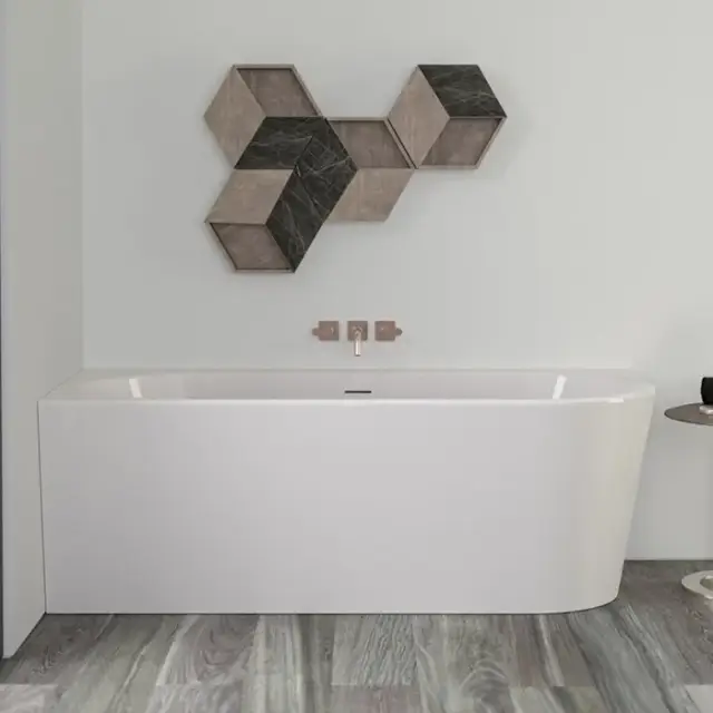 Knief Wall Ванна из Acrylic пристенная 165х75 см, левая, слив по центру, цвет: белый матовый 0100-255-R bi matt