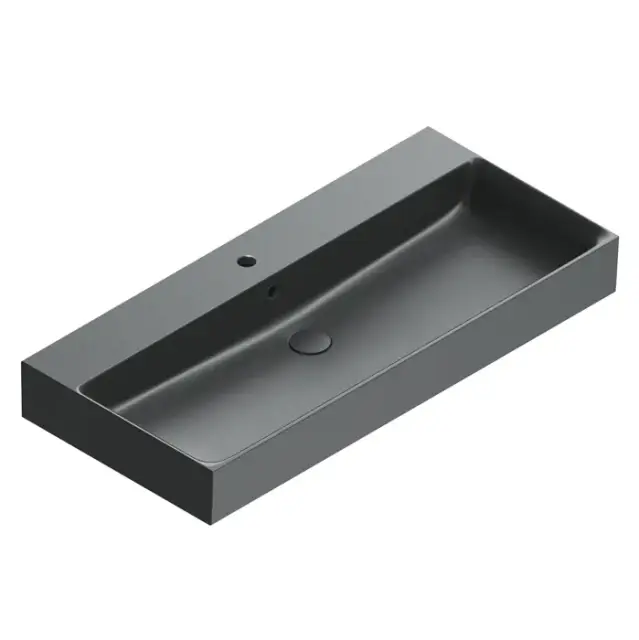 Catalano Premium Раковина подвесная 100х47 см, 1 отверстие под смеситель, перелив, цвет: черный мат. 0221001022