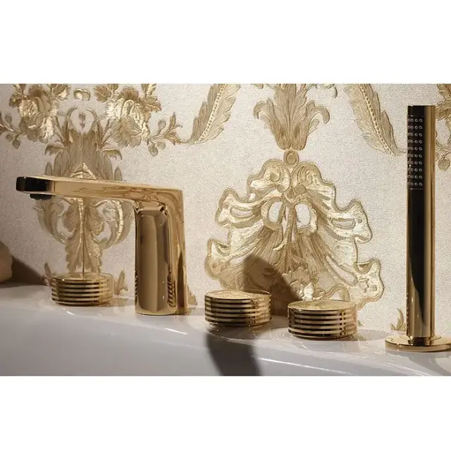 Fima Carlo Frattini Texture Collection Смеситель на борт ванны с душем, без ручки, цвет: gold F5614HOR