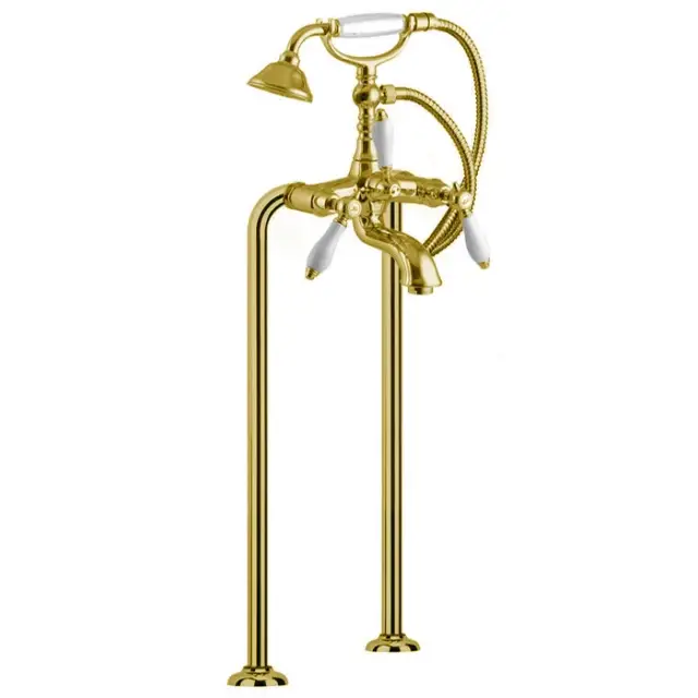 Fima Carlo Frattini Herend Смеситель для ванны напольный с душевым комп., излив 70 см, цвет: gold F5404/4OR