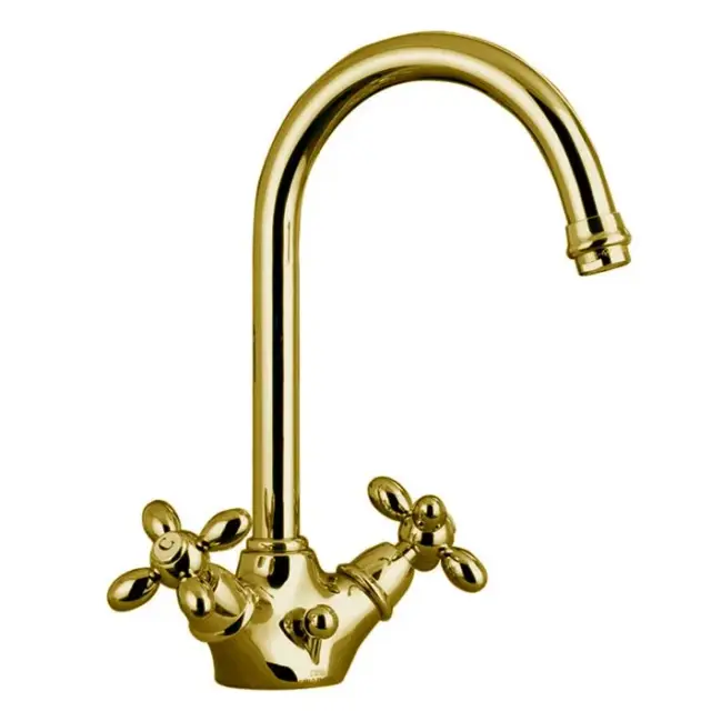 Fima Carlo Frattini Olivia Смеситель для раковины, с донным клапаном, излив 17,4 см, цвет: gold F5021OR