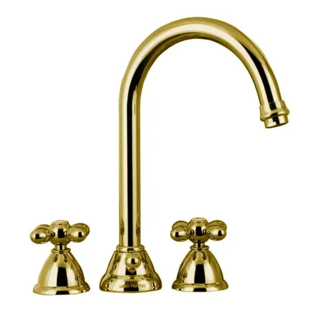 Fima Carlo Frattini Olivia Смеситель для раковины, на 3 отверстия, д/к, излив 17,4 см, цвет: gold F5001OR