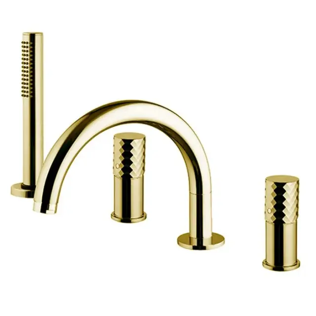 Fima Carlo Frattini Spillo Tech Смеситель на борт ванны с ручным душем, x серия, цвет: gold F3044TNXOR