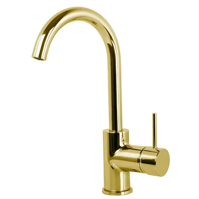 Fima Carlo Frattini Spillo Up Смеситель для раковины, с донным клапаном, излив 15,5 см, цвет: gold F3041OR.2