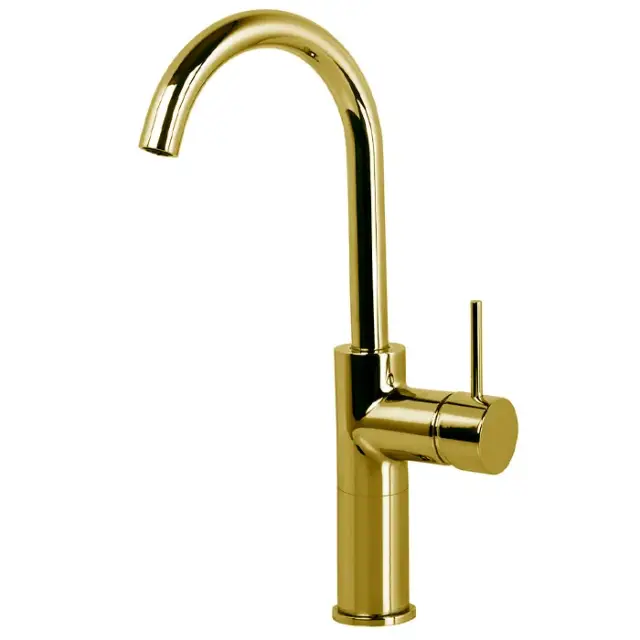 Fima Carlo Frattini Spillo Up Смеситель для раковины, с донным клапаном, излив 15,5 см, цвет: gold F3041/HOR