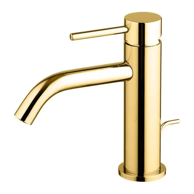 Fima Carlo Frattini Spillo Up Смеситель для раковины, с донным клапаном, излив 11,7 см, цвет: gold F3031XSOR