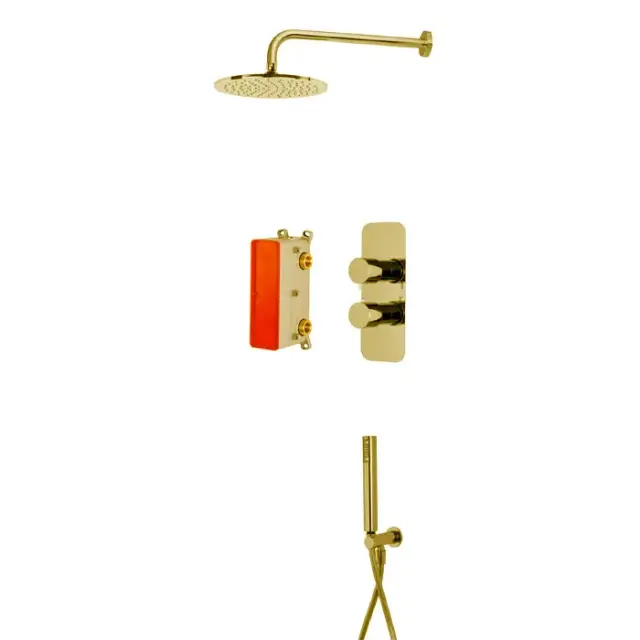 Fima Carlo Frattini Wellness Душевой комплект встраиваемый: термостат, душ, 1 режим, цвет: gold F4409OR