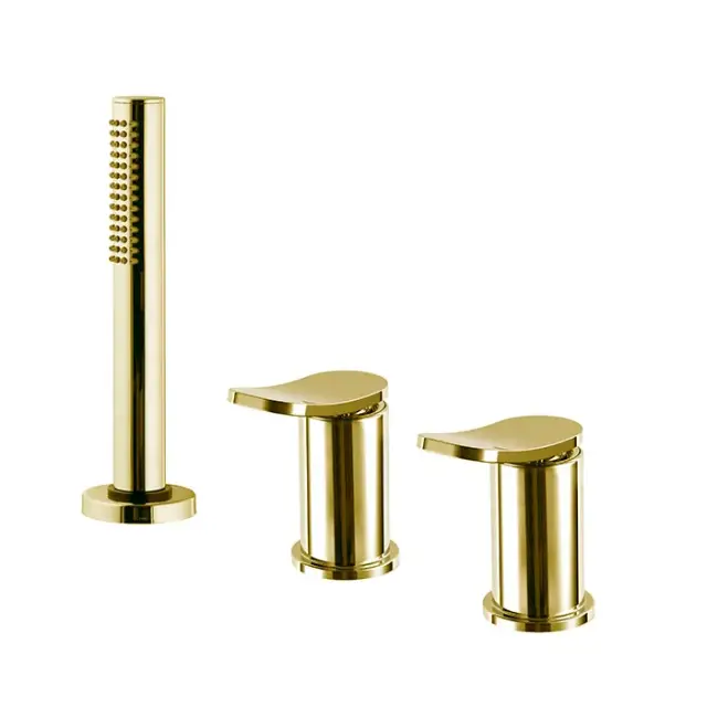 Fima Carlo Frattini Flo' Смеситель на борт ванны с ручным душем, без излива, цвет: gold F3814/1NOR