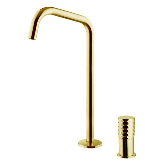 Fima Carlo Frattini Spillo Tech Смеситель для раковины на 2 отверстия с д/к, излив 16 см, цвет: gold F3271TNDXOR