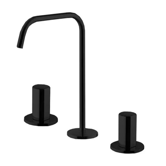 Fima Carlo Frattini So Смеситель для раковины, на 3 отверстия, д/к, излив 13,5 см, цвет: black matt F3191ANS