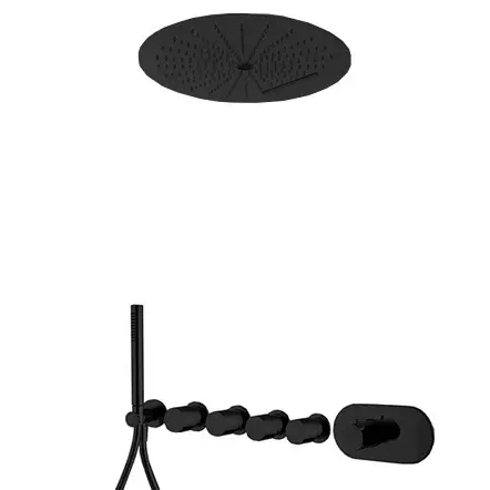 Fima Carlo Frattini Wellness Душевой комплект встраиваемый: термостат, душ, 3 реж, цвет: black matt F3188X4R40NS