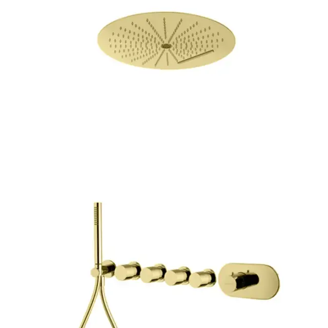 Fima Carlo Frattini Wellness Душевой комплект встраиваемый: термостат, душ, 3 режима, цвет: gold F3188X4R40OR