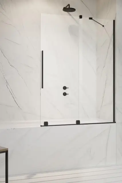 Radaway Furo PND II Шторка на ванну раздвижная прозрачная 8 мм, Easy Clean 68,8х150h см, цвет: black 10109688-54-01R