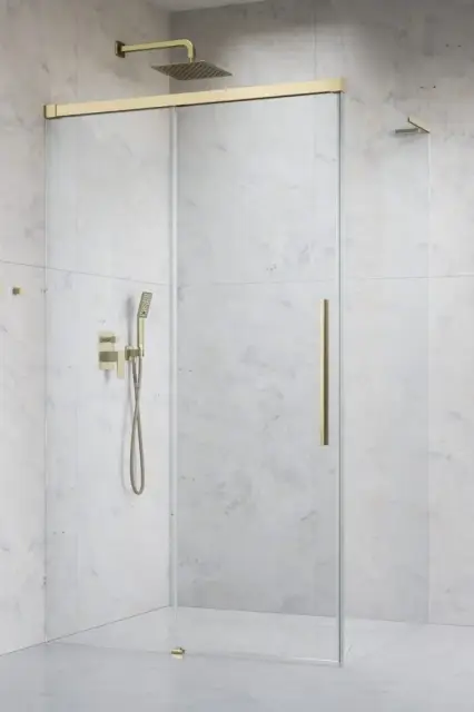 Radaway Idea 8 QL KDJ Душевая дверь, левая, прозрачная 8 мм, 51,7х200,5h см, цвет: brushed gold 10550517-99-01L