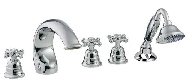Treemme Old Italy Смеситель на борт ванны на 5 отверстий, с ручным душем, внешняя часть, цвет:chrome IT4406CCOIZZ
