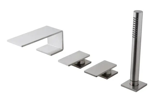 Treemme 5mm Смеситель на борт ванны на 4 отв., с ручным душем, внешняя часть, цвет:нержавеющая сталь IT2868IS5MZZ