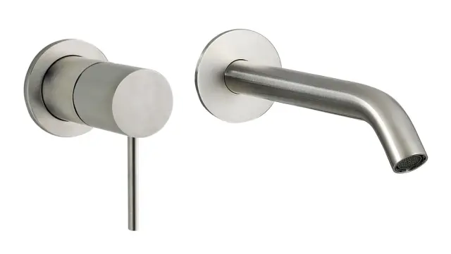 Treemme 40mm Смеситель для раковины встраиваемый, внеш. часть, излив 19,6см, цвет: нержавеющая сталь RWIT13C9IS02