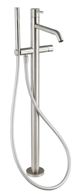 Treemme 40mm Смеситель для ванны напольный с ручным душем и шлангом, цвет: нержавеющая сталь RWIT1303IS03