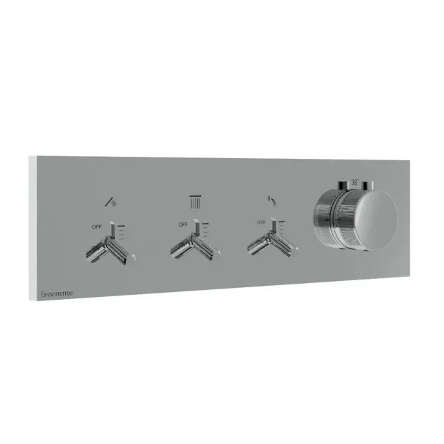 Treemme Watt Смеситель для душа термостат. встр., 3 потреб., внешняя часть, цвет: нержавеющая сталь RWIT2B94IS01