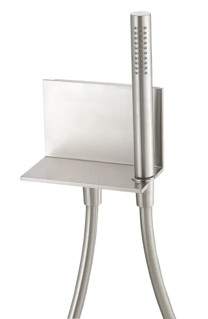 Treemme 22mm Душевой гарнитур: душевая лейка 1 вид струи, держатель с полкой, цвет:нержавеющая сталь RWIT2847IS72