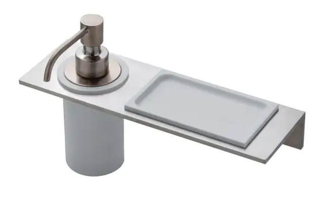 Treemme 22mm Дозатор для жидкого мыла с держ., стакан, полкой, керам. колба, цвет: нержавеющая сталь IT9072ISZZZZ