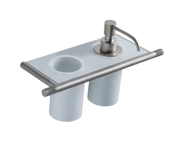 Treemme 22mm Дозатор для жидкого мыла с держателем и стаканом, керам. колба, цвет: нержавеющая сталь IT8371ISZZZZ